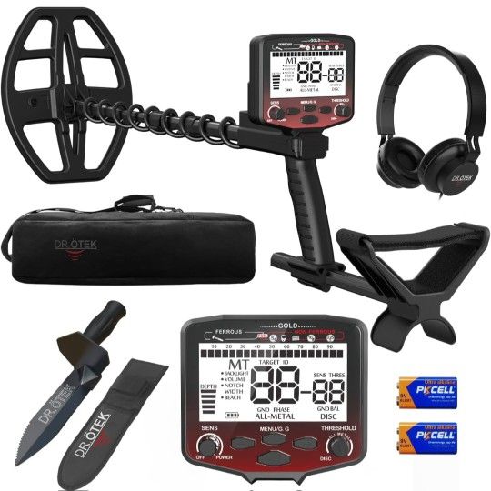 DR.ĂTEK Metal Detector for Adults, Professional Higher Accuracy Metal Detector Kit with Advanced Ground Balance, 5 Modes, 12" Double-D Waterproof Coil