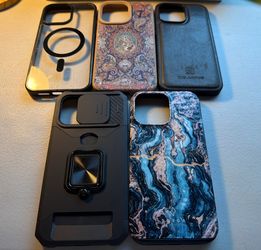 iPhone 14 Pro Max Cases Pack of 5 Used Cases, Different Brands, DG.MING, BURGA