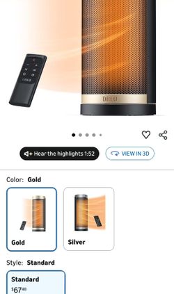 Dreo Space Heater, 1500W Electric Heaters for Indoor Use with Thermostat, 70° Oscillation, 8 Safety Protections, 5 Modes, Remote, 12H Timer, Quiet Por