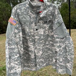 US Air Force ACU Aircrew Combat Jacket With Army And Flag Patches Large Regular