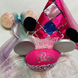 Disney Parks Adult Princess Minnie Ears Pointed Hat + Disney Parks Sequined Ears