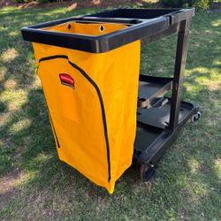 NEW Condition! Rubbermaid Commercial Janitorial Cart with yellow bag