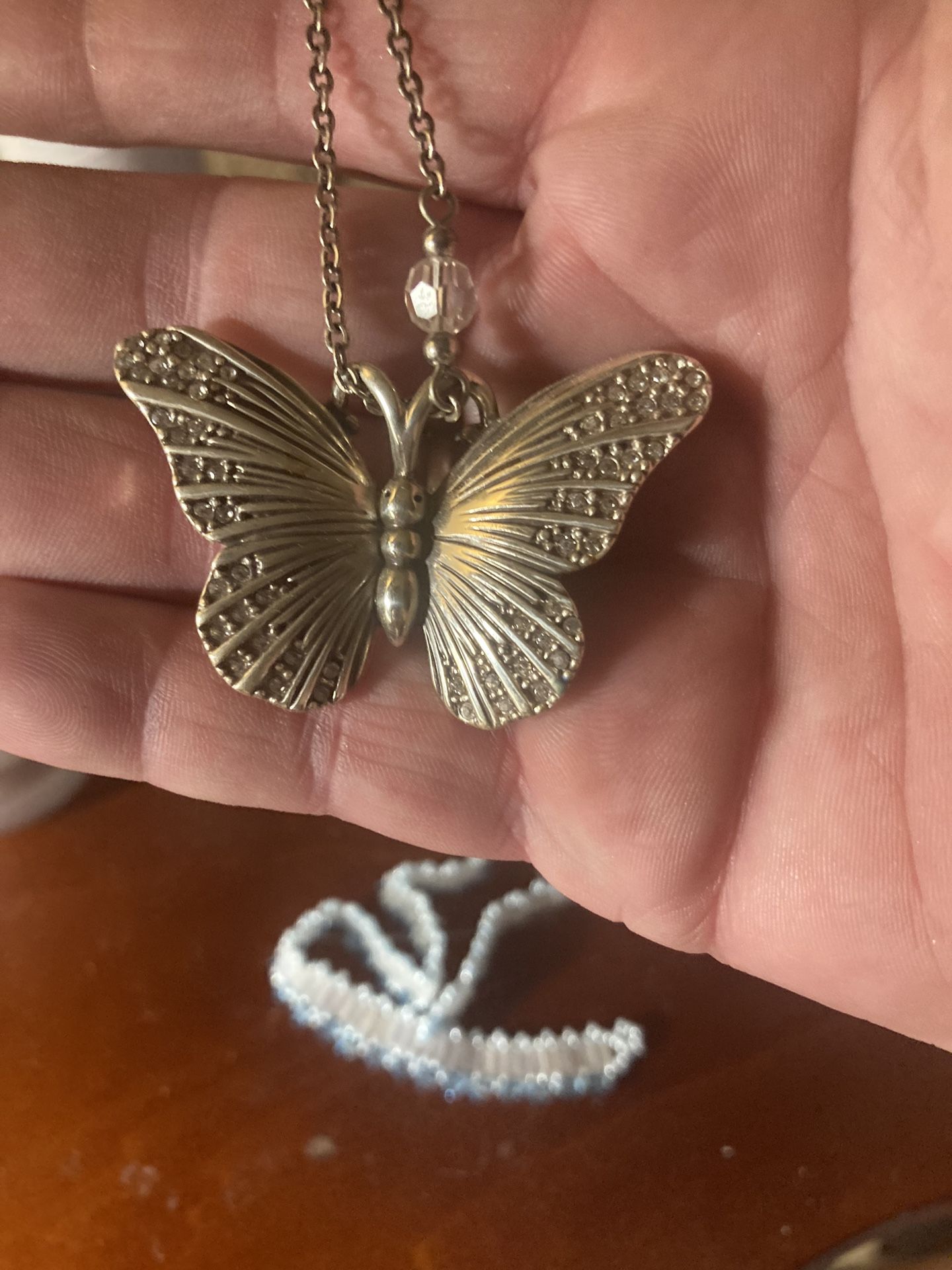 Butterfly Necklace With Crystals, 925