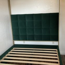 Clinchport Modern Canopy Upholstered Bed with Tufted Back