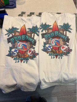 Lot of 2 Vintage 1997 NFL Pro Bowl Hawaii White T-Shirts