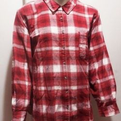 Universal Thread  Women's Plaid Button Shirt Size 4XL Red White.