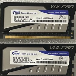 TeamGroup Vulcan 2 x 8GB (16GB) DDR4 2400 Gaming PC RAM DIMM Desktop Memory