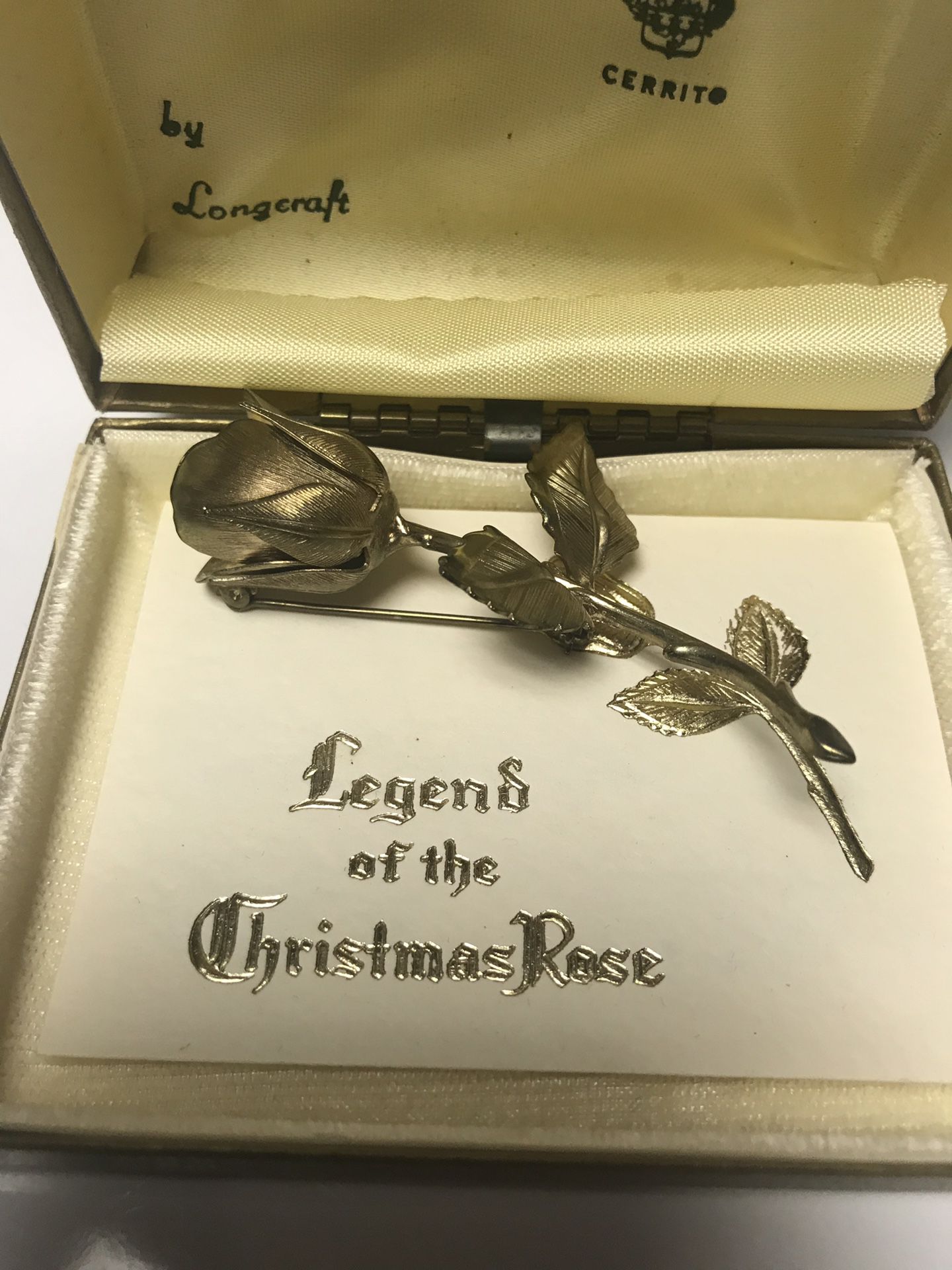 Vintage Giovanni by longcraft LEGEND OF THE CHRISTMAS ROSE Brooch Pin 1966