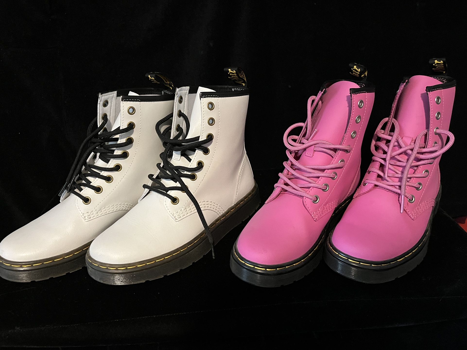 Dr. Marten Zavala Boots 2 Pairs White & Hot Pink US W7/UK 5/EU 38
