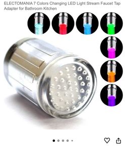 7 Colors Changing LED Light Stream Faucet Tap Adapter for Bathroom Kitchen