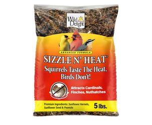 Wild Delight Sizzle N' Heat Wild Spicy Bird Seed to Deter Squirrels No Fillers, Corn, Milo, Millet. Premium Ingredients Make Up This Hot Bird Seed Squ