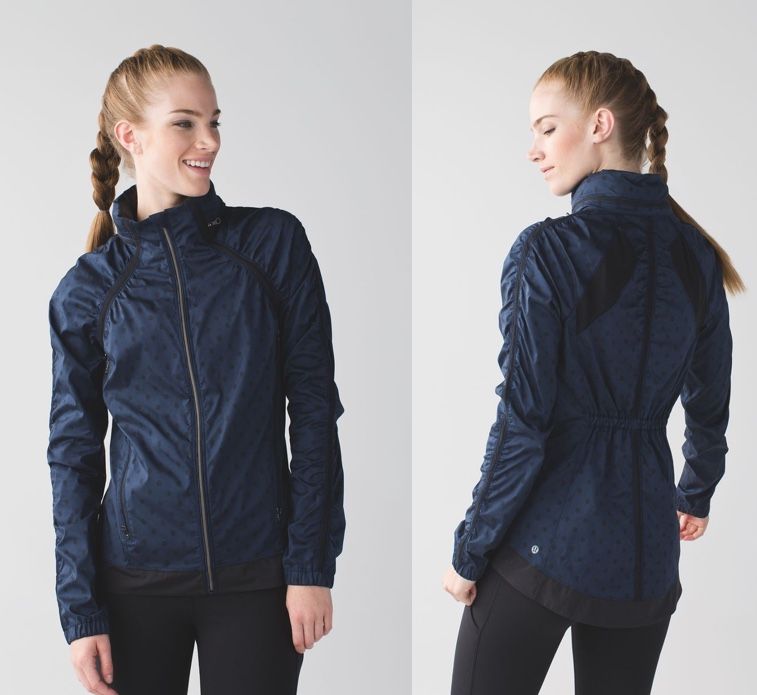 Lululemon Gather And Sprint Jacket in Ghost Dot Deep Navy Black / Black Sz 6