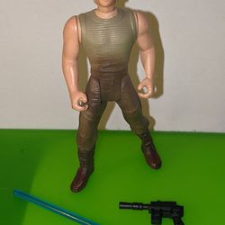 1990s Luke Skywalker Dagobah Star Wars Action Figure with matching Accessories