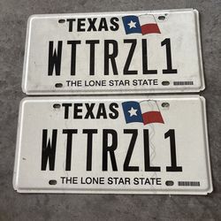 Texas TX Lone Star State Personalized License Plate WTTRZL1 Set of 2