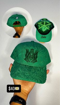 Green Paisley Snapback Cap with Embroidered Logo
