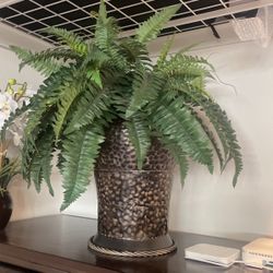 Artificial Plant Pot Faux Leaves Green 