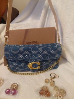 Blue denim purse with rhinestone