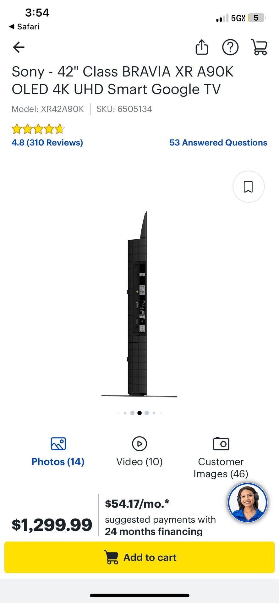 New In box Sony 42’ Bravia XR A90K OLED 4K UHD Smart Google TV
