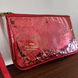 Juicy Couture Wallet Long Medium-sized Red Heart Womens Wallet Sequence Glitter