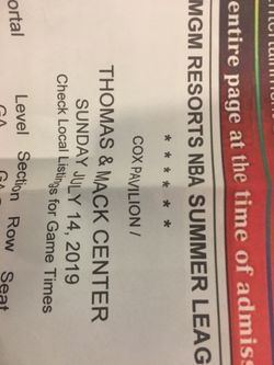 Las Vegas summer league ticket for Sunday! 7/14!