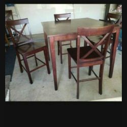 High Table And 4 Bar Stools 