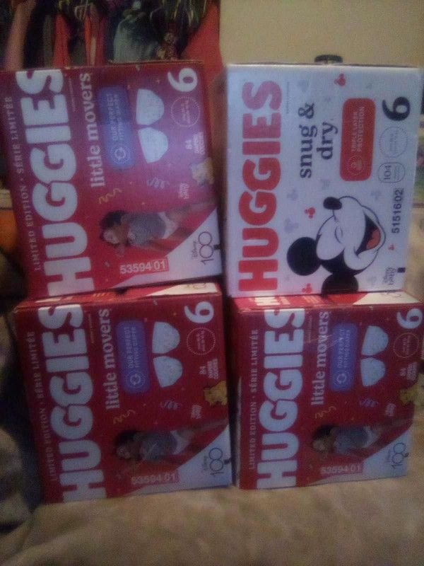 4 Boxes Huggies Size 6 $80