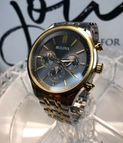 Bulova 98A215 42mm Silver Stainless Steel Case with Silver/Gold Stainless Steel