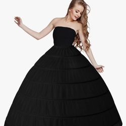 Black 6 Hoop Adjustable Petticoat 