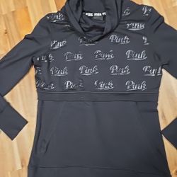Pink Ultimate Black Cowlneck Pullover Sweatshirt Womens  Size Xs