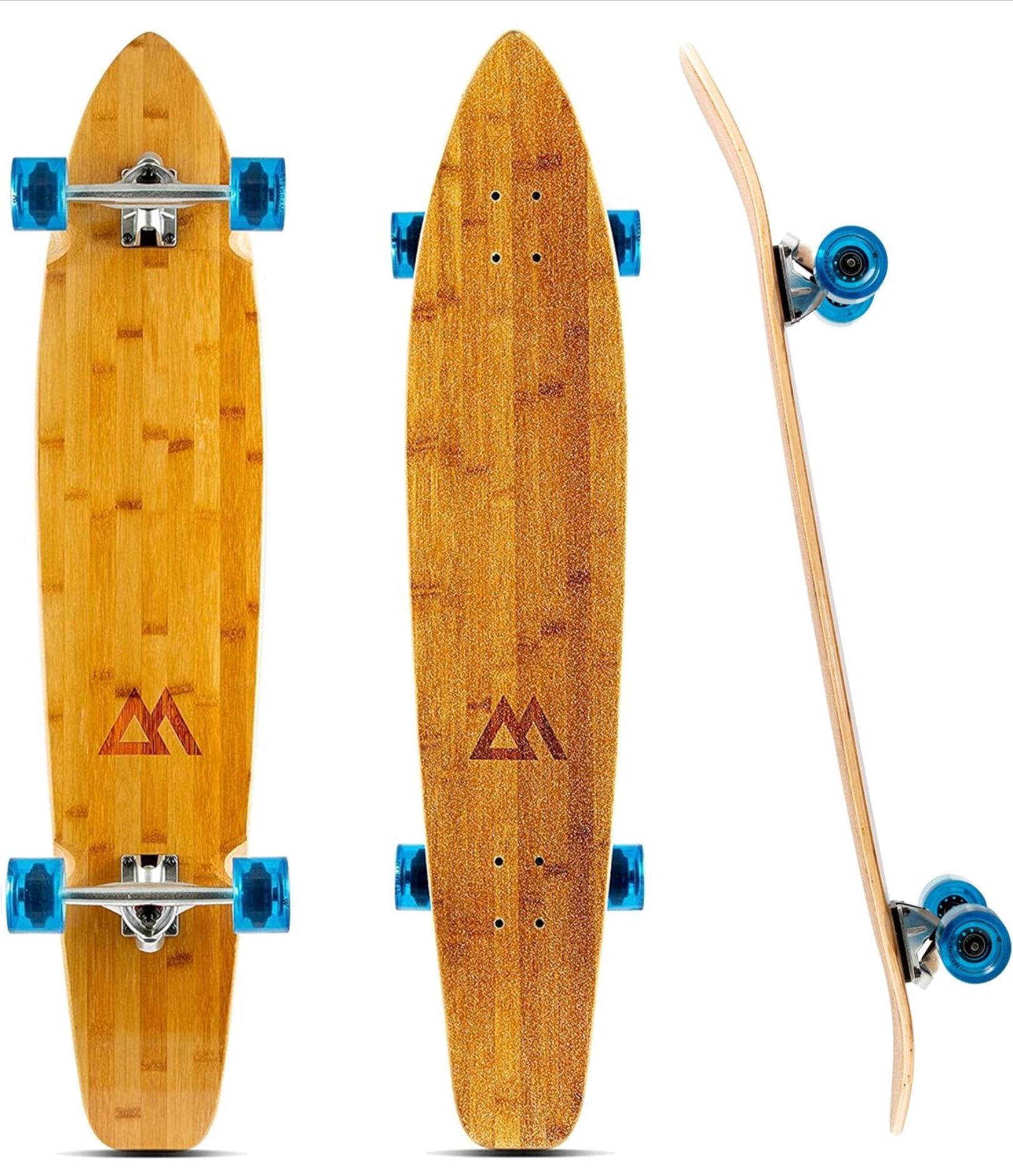 Magneto 44 inch Kicktail Cruiser Longboard Skateboard | Bamboo and Hard Maple Deck | Made for Adults, Teens, and Kids