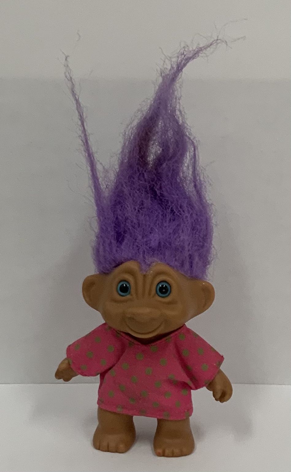 Purple Hair 3 Inch Troll With Polka Dot Shirt