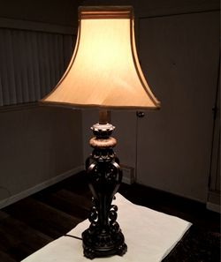 Ornate Table Lamp with Fabric Shade