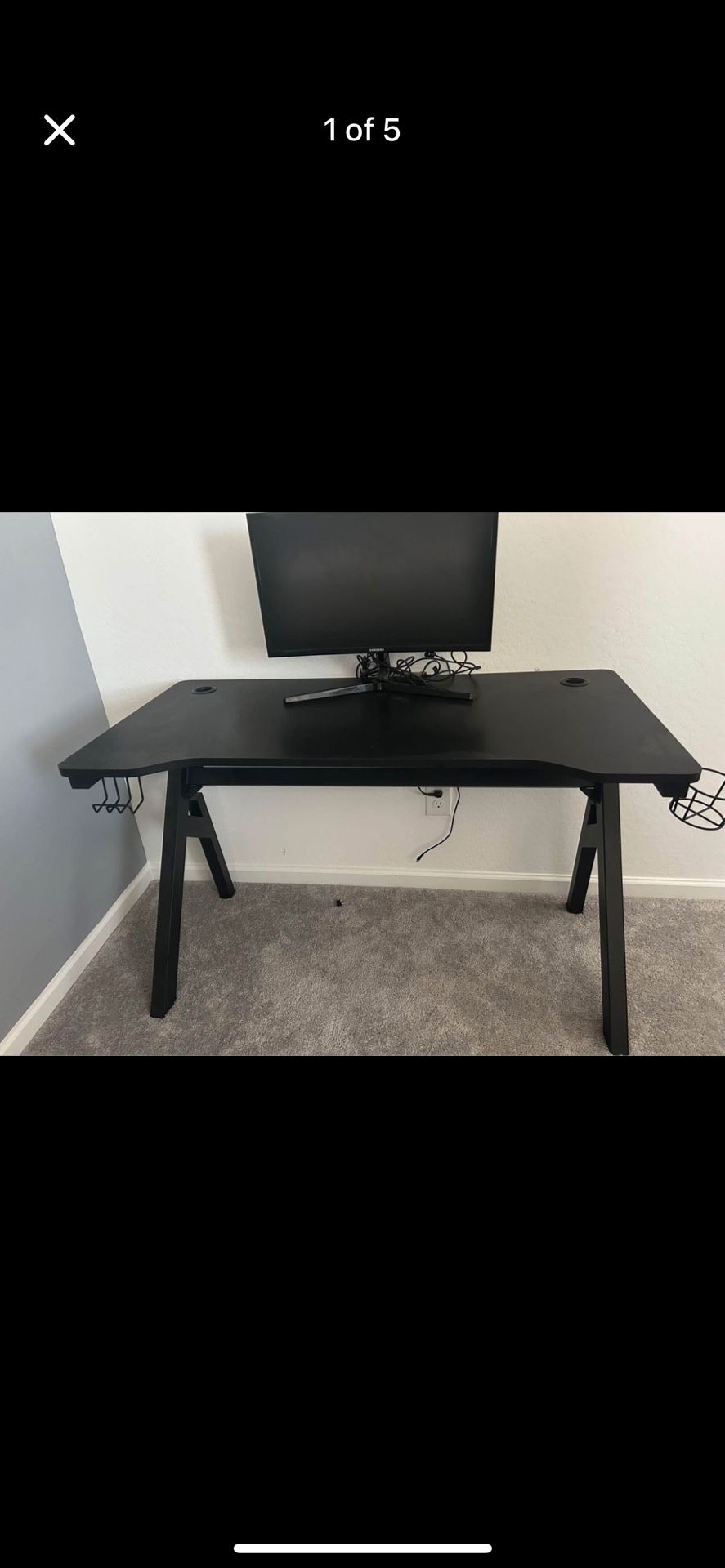Gaming Desk And Curved Monitor
