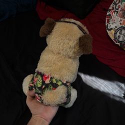Pug Stuffed Animal with Tropical Shorts