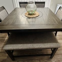 MAKE AN OFFER! COUNTER HEIGHT DINING SET WITH BENCH