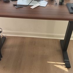 Electric Standing Desk - Dark Wood Top Black Legs