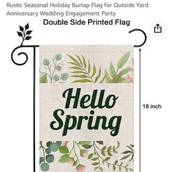 Hello Spring Garden Flag Valentines Day 12.5×18.5 Inch Rustic Seasonal Holiday Burlap Flag for Outside Yard Anniversary Wedding Engagement Party