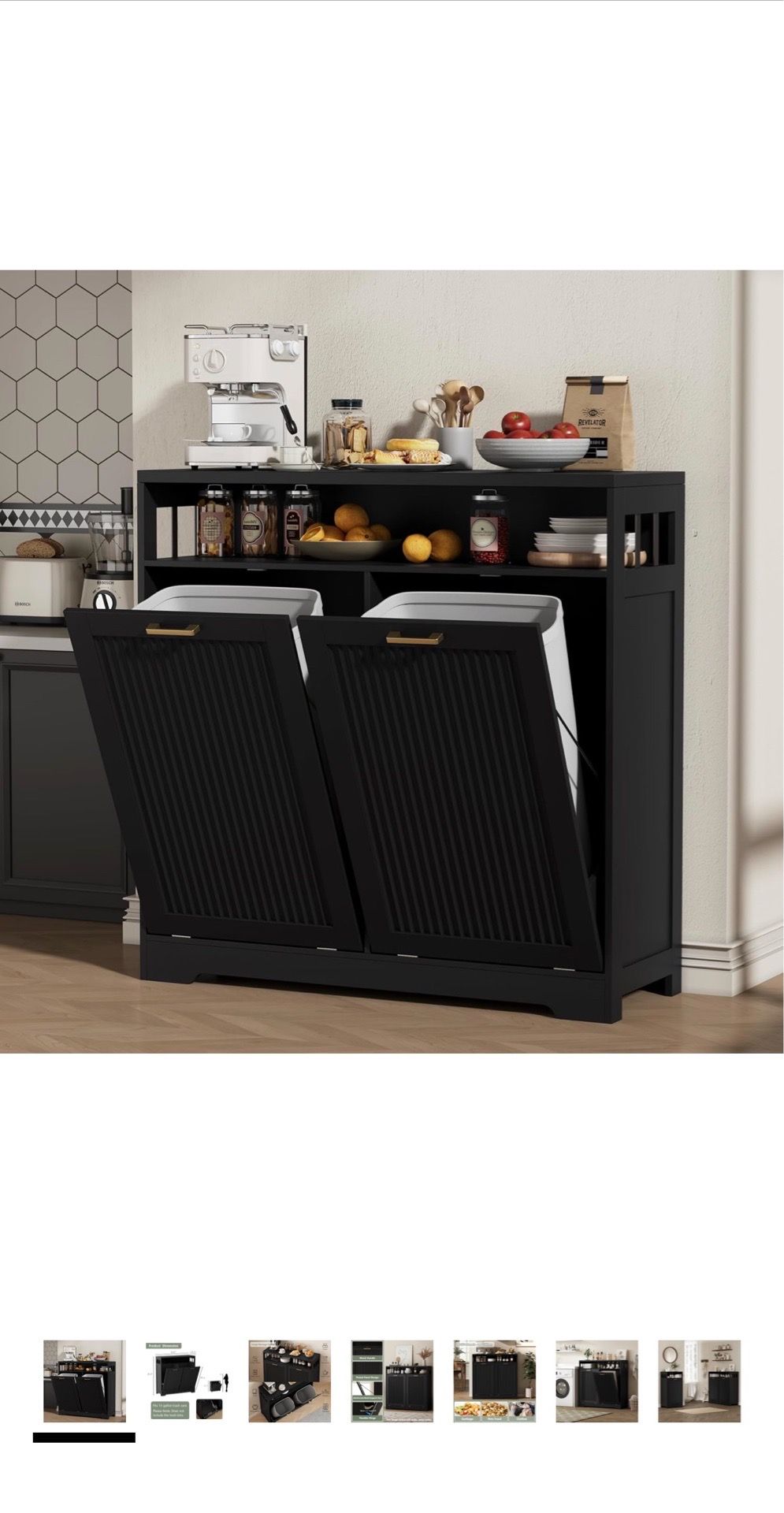 Black Double Tilt Out Trash Can Cabinet
