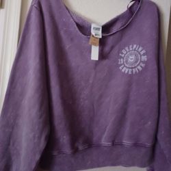 Brand New Ladies Large Pink Crop Sweatshirt Logo Top