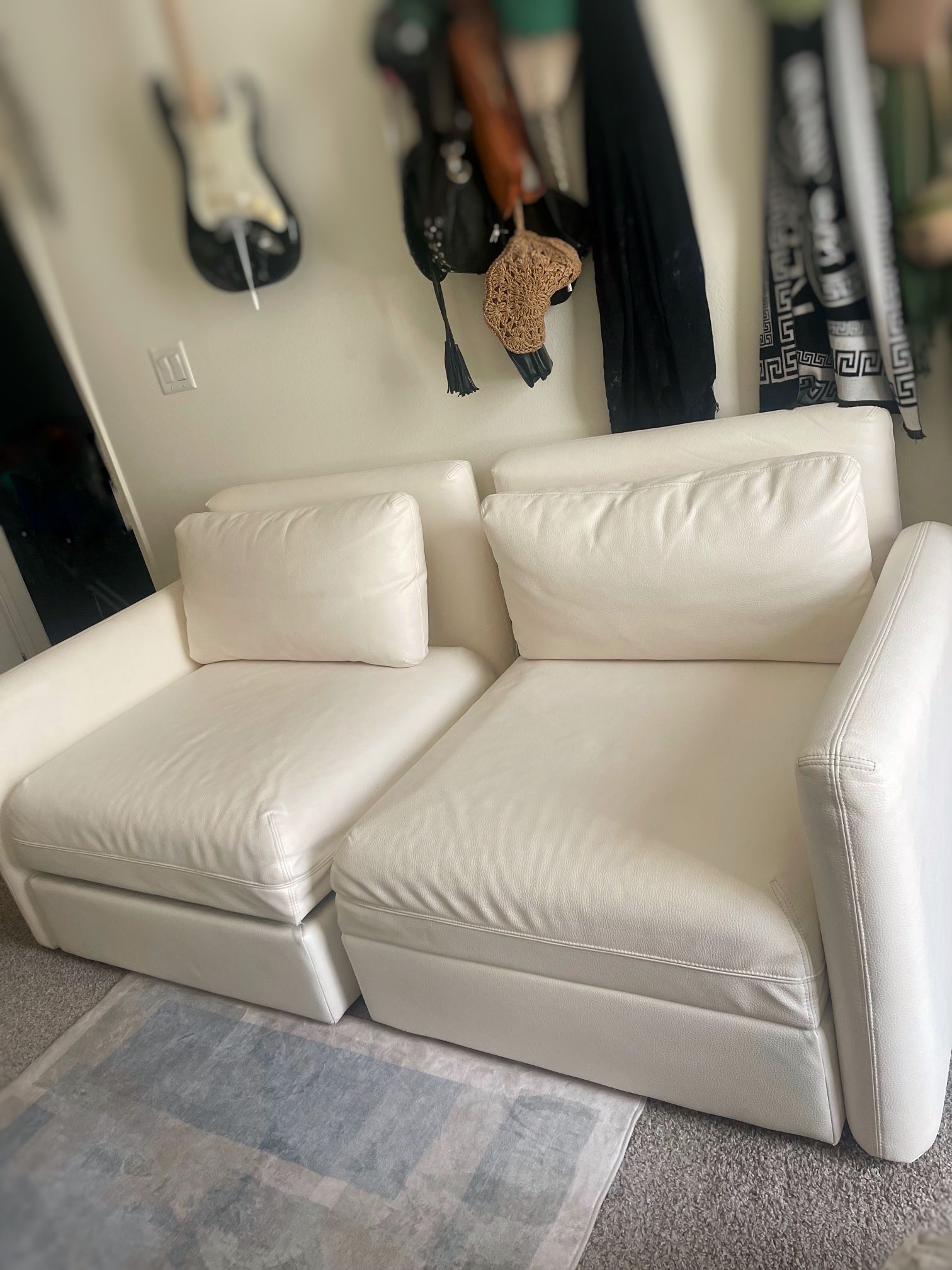 White Faux Leather Loveseat Couch 🛋️