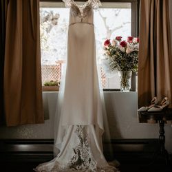 Small White Lace,Crystal Wedding Dress 