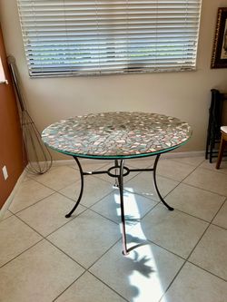 42" round mosaic dining table Metal Base
