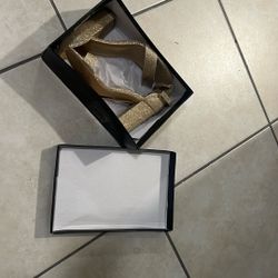 Gold Chunky/block Strap Heels