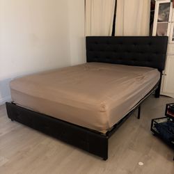 Bamboo Queen Mattress Set W/ Frame And Bottom Drawers