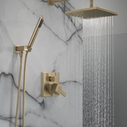 Delta Champagne Bronze Square Rain Shower Head