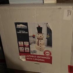 JOIEDOMI Collapsible Snowman Yard Decor LED