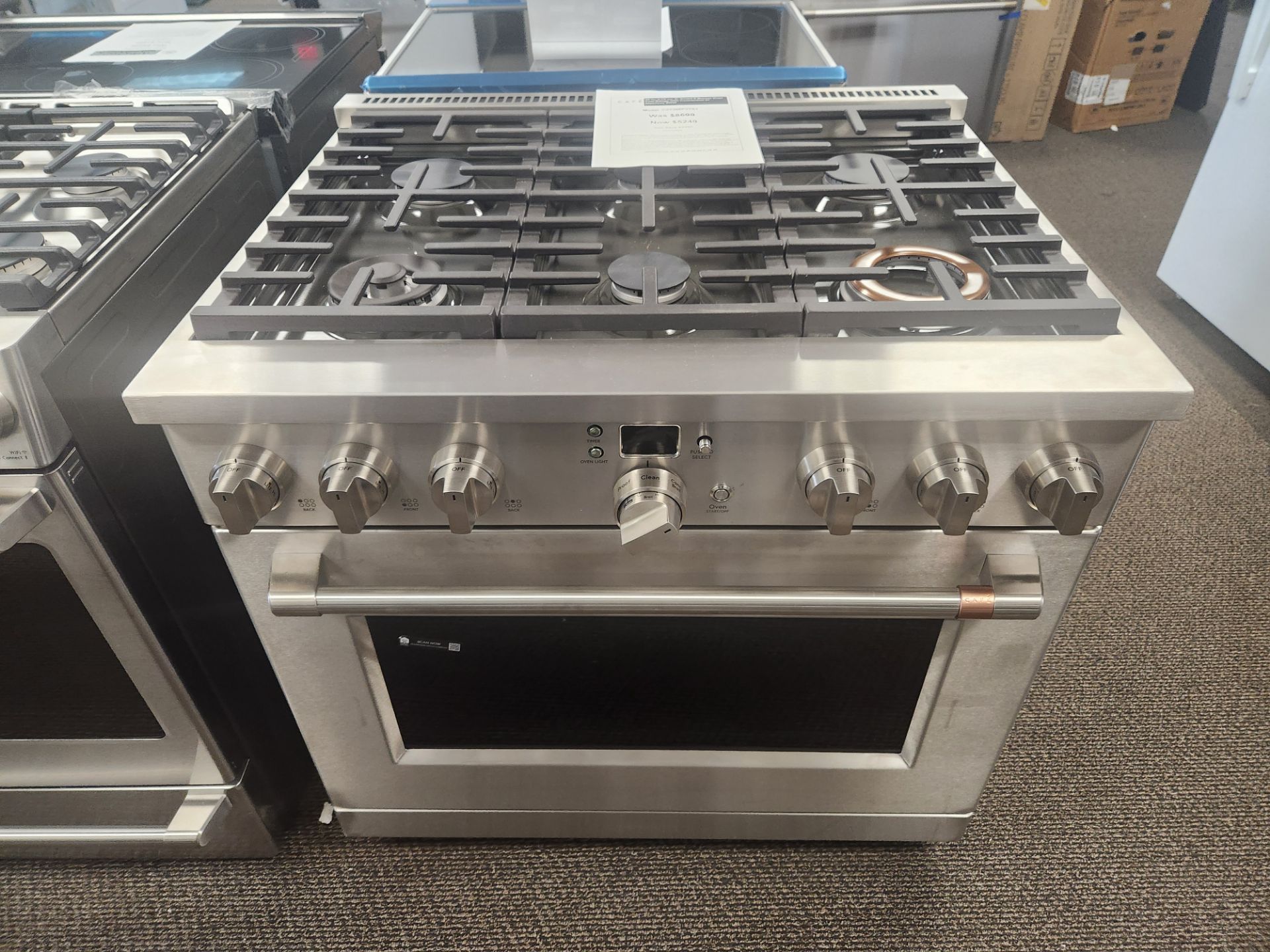 36 in. 5.75 cu. ft. Smart 6 Burner Dual Fuel Range with Convection in Stainless Steel