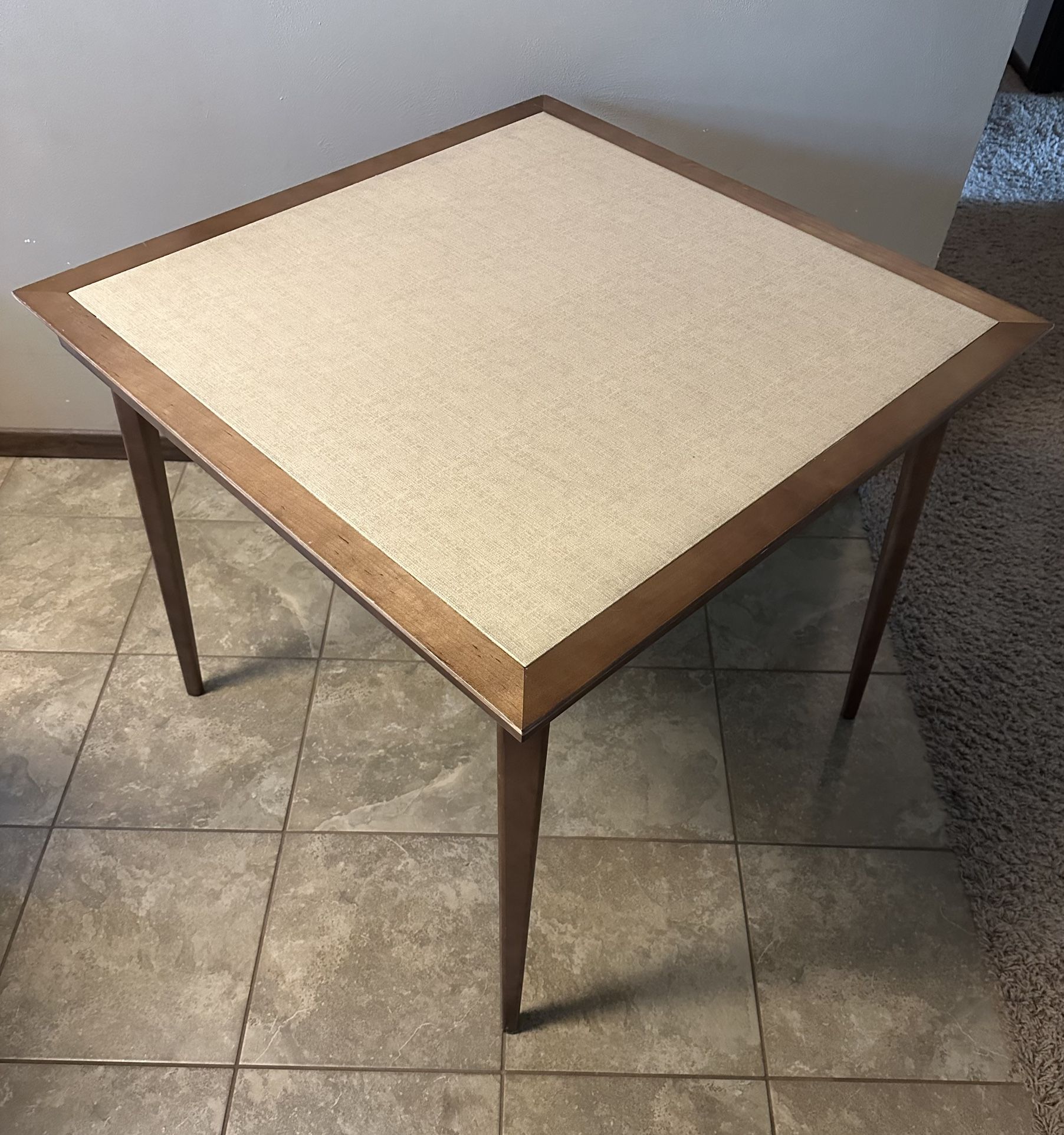 Vintage Wood Folding Table with Vinyl Center - Great Condition