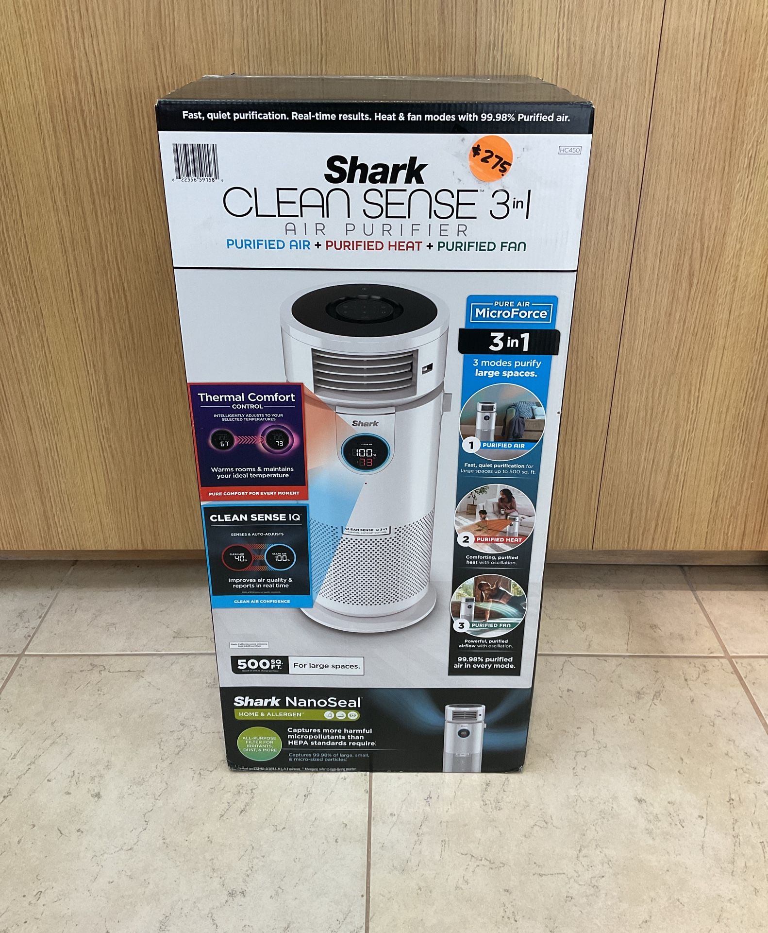 SHARK CLEAN SENCE 3IN1 AIR PURIFIER AIR HEAT FAN.