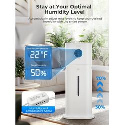 12L Large Room Cool Mist Humidifier, Ultrasonic Floor Humidifier with Smart Humidity Control, 24H Timer, Sleep Mode, Auto Shut Off, Quiet Top Fill Des
